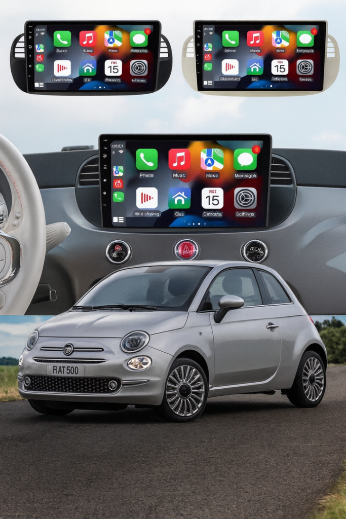 ADIVOX 9 inch voor Fiat 500/Abarth Android 15 CarPlay/Auto/Wifi/RDS/DSP/5G/QLED/DAB+