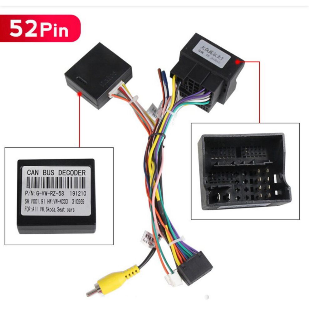 Power ISO kabel 52 Pin + CANBUS voor Volkswagen/Seat/Skoda 2014-2019