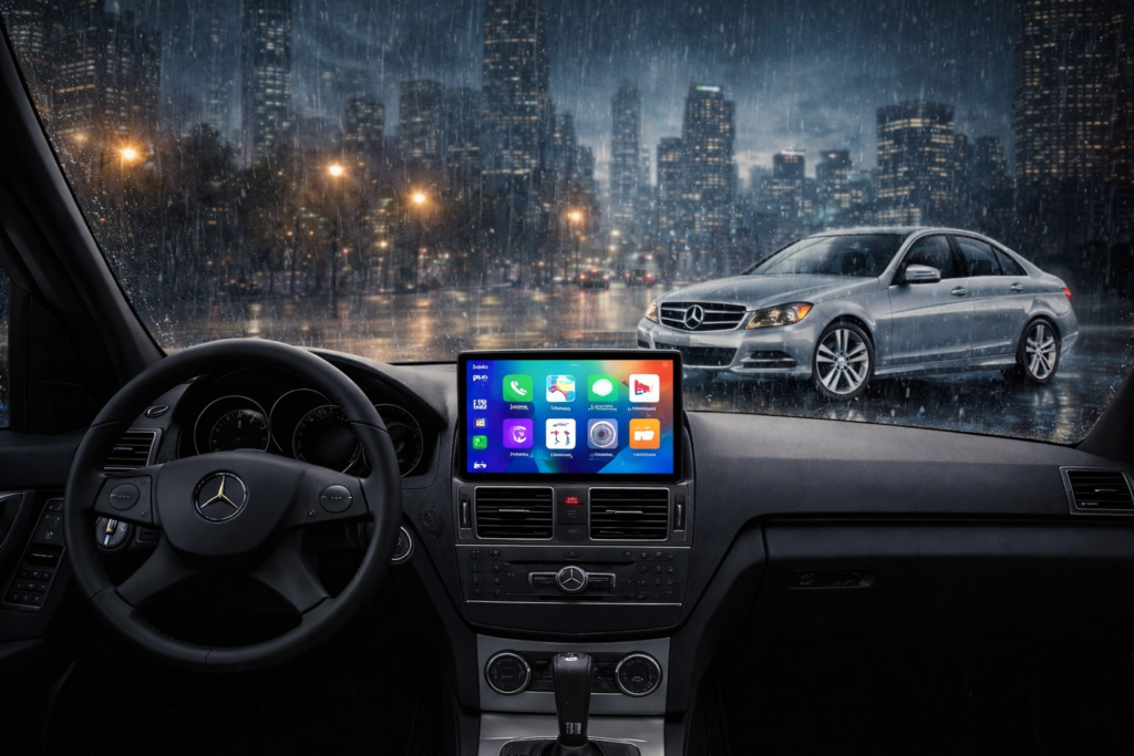 ADIVOX T2 9 inch voor MB C klasse W204 2007-2010 Android 15 Carplay/Auto/Wifi/DSP/RDS/5G/QLED/DAB+