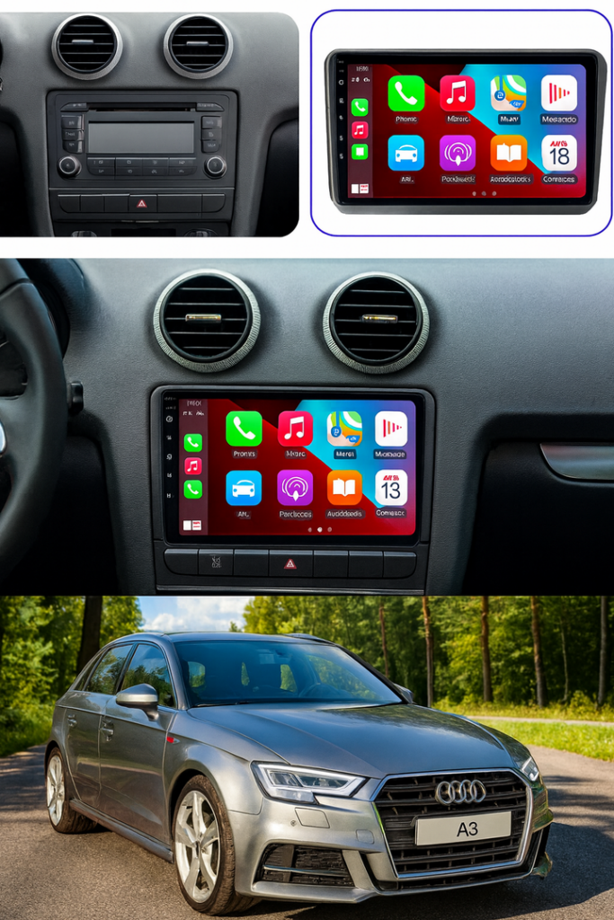 ADIVOX 9 inch voor Audi A3/S3/RS3 2007-2012 Android 15 CarPlay/Auto/Wifi/DSP/RDS/5G/QLED/DAB+
