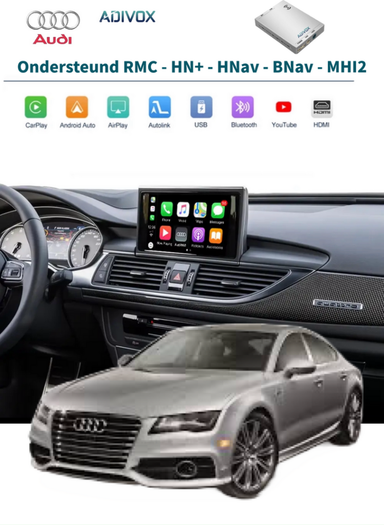 ADIVOX Draadloos Apple CarPlay/Android auto Interface box voor Audi A6/A7 2012-2018 RMC/HN+/MHI2
