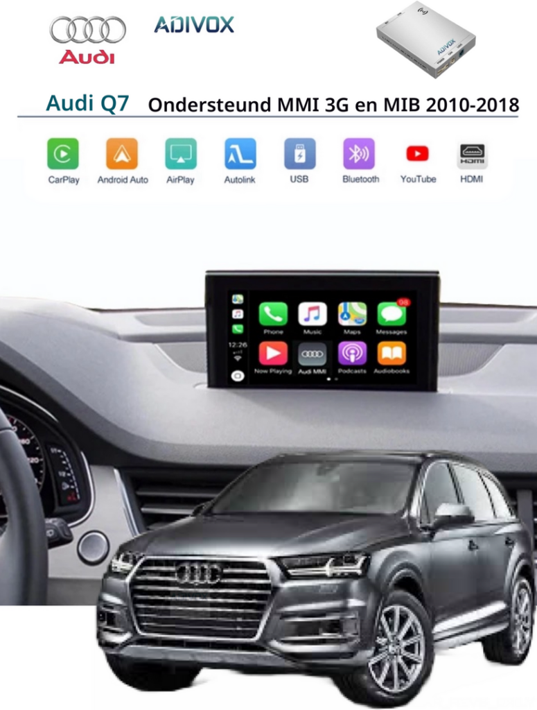 ADIVOX Draadloos Apple CarPlay Interface box voor Audi Q7 2010-2018 MMI 3G GPS/MIB/MHIG/MHI2