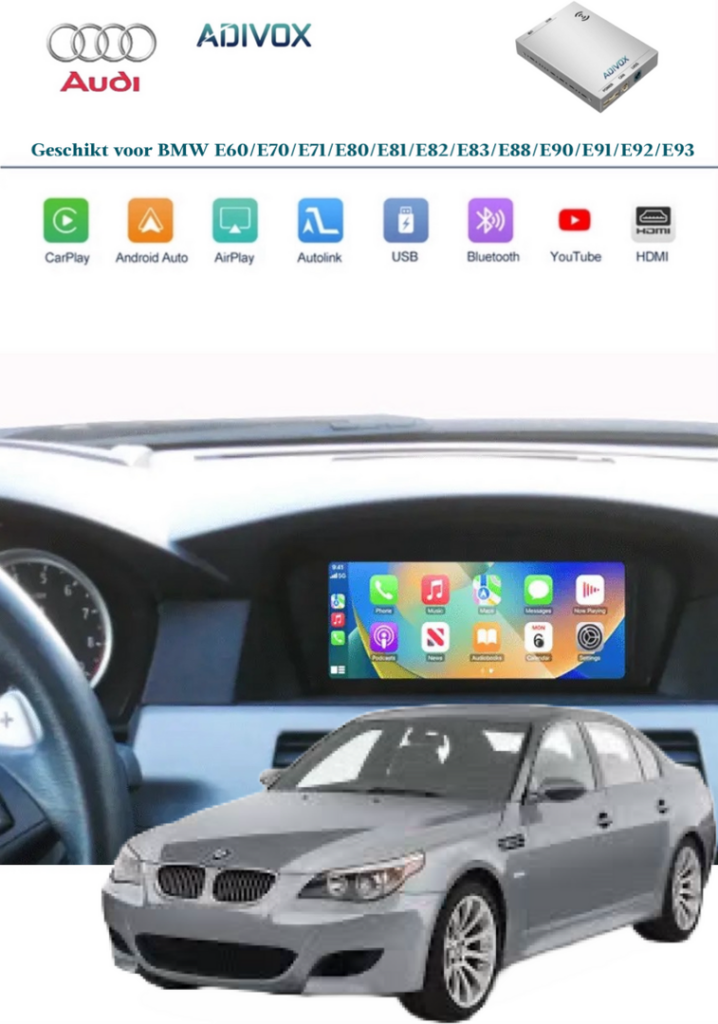 ADIVOX Draadloos CarPlay Interface voor BMW Series E60/E70/E71/E80/E81/E82/E83/E88/E90/E91/E92/E93