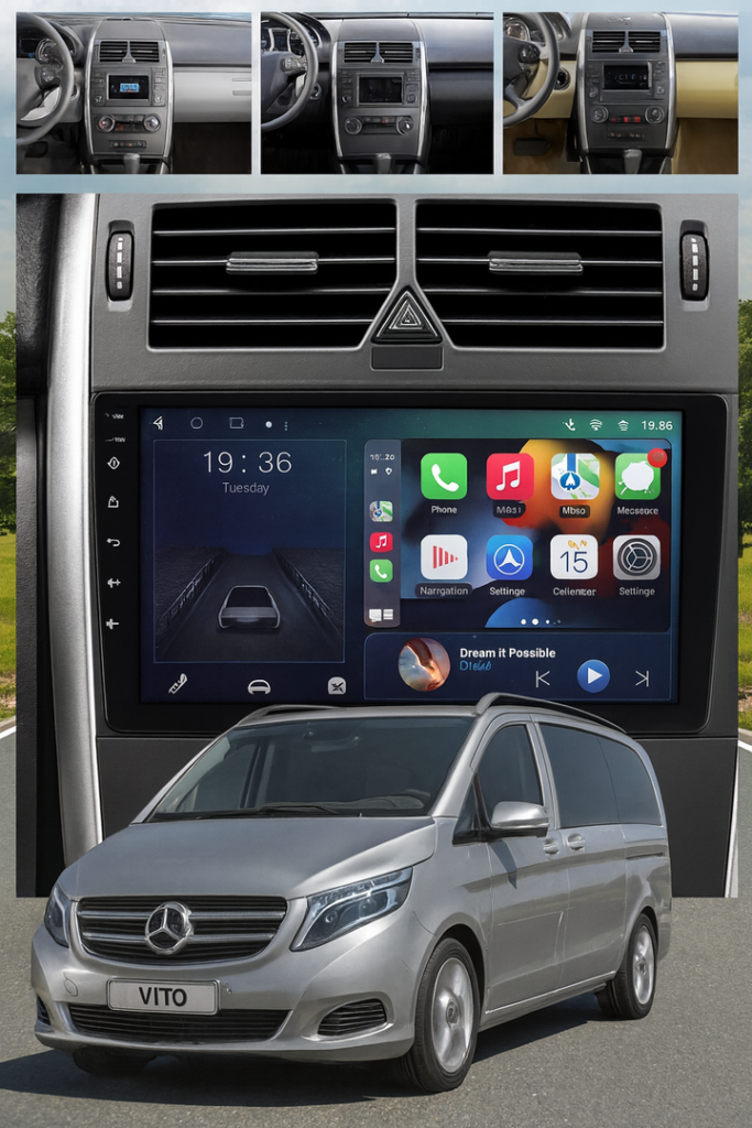 ADIVOX 9 inch voor MB A/B/Vito/Viano/Sprinter/VW Crafter Android 15 CarPlay/Auto/Wifi/5G/QLED/DAB+
