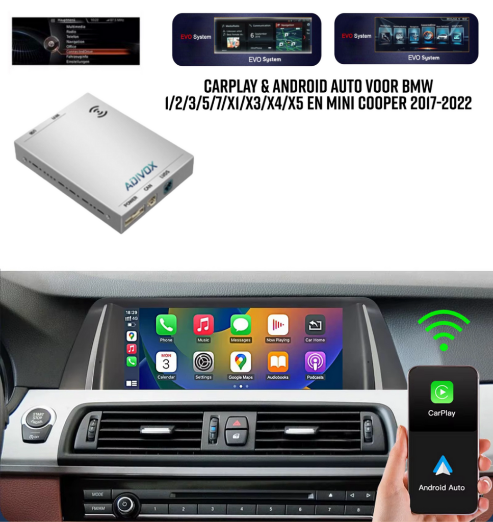 ADIVOX CarPlay Interface voor BMW Series 1/2/3/5/7/X1/X3/X4/X5/Mini Cooper 2017-2022 BMW NBT/EVO