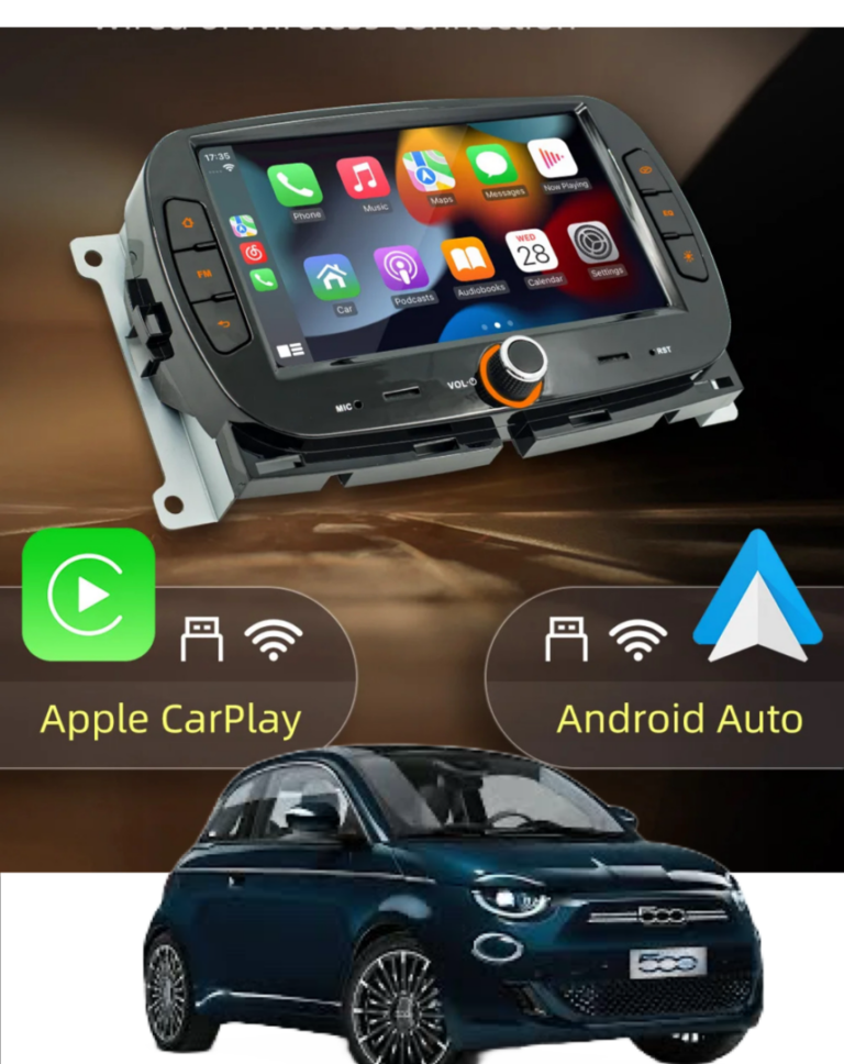Autoradio 7 inch voor Fiat 500/500E/500S/500 20016-2019 Android 12 CarplayAuto/WiFi/GPS/RDS/DSP/DAB+