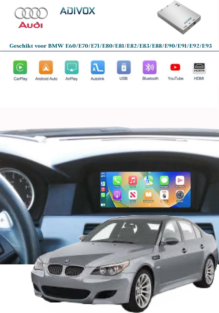 ADIVOX Draadloos CarPlay Interface voor BMW Series E60/E70/E71/E80/E81/E82/E83/E88/E90/E91/E92/E93