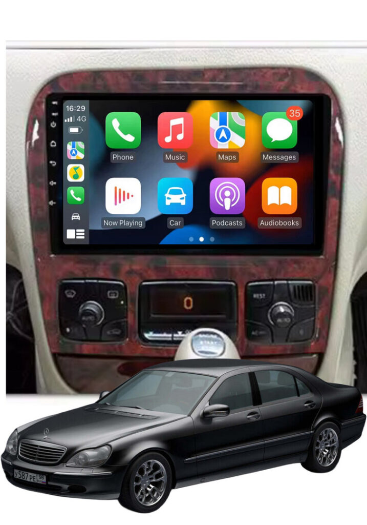 ADIVOX 9 inch voor MB S-Class W220 1998-2005 Android 14 CarPlay/Auto/Wifi/RDS/DSP/5G/QLED/DAB+