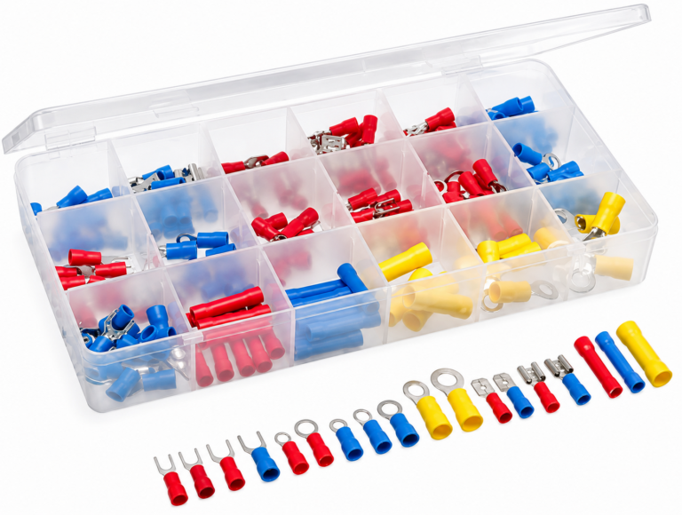 Kabelschoen Assortiment 200-delig – Geïsoleerde Kabelstekkers Rood, Blauw & Geel – Diverse Maten