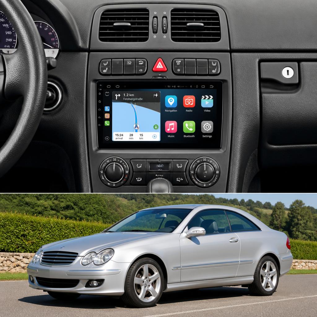 ADIVOX 9 inch voor Mercedes Benz CLK 2002-2010 Android 15 CarPlay/Auto/Wifi/RDS/DSP/DTS/QLED/5G/DAB+