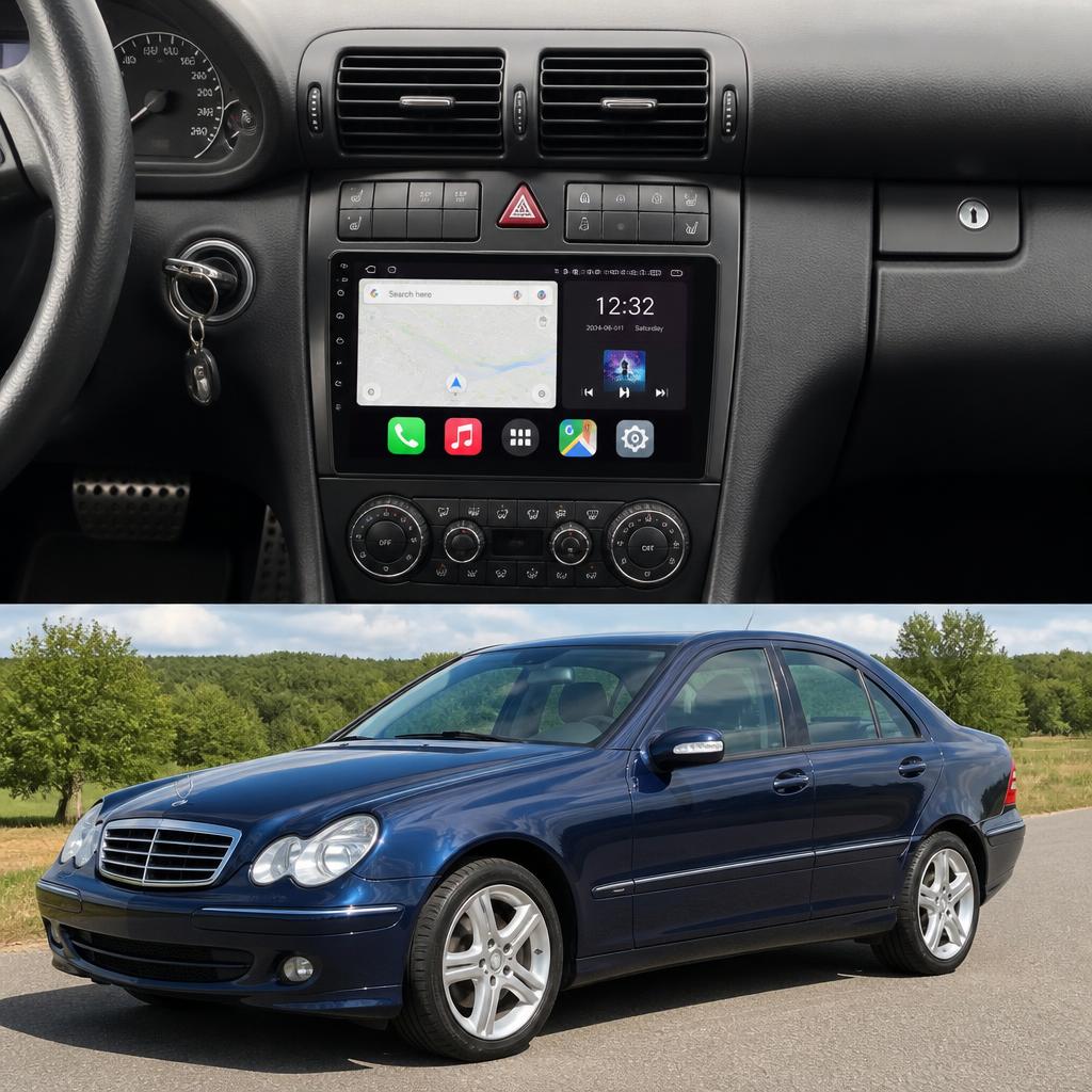 ADIVOX 9 inch for MB C-Class W203 models Android 15 CarPlay/Auto/Wifi/RDS/DSP/5G/QLED/DAB+