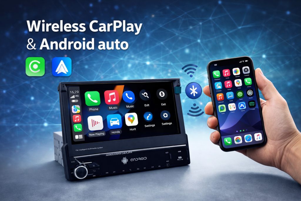 ADIVOX 7 inch manual inklapbaar display Android 15 CarPlay/Auto/Wifi/RDS/DSP/5G/DAB+