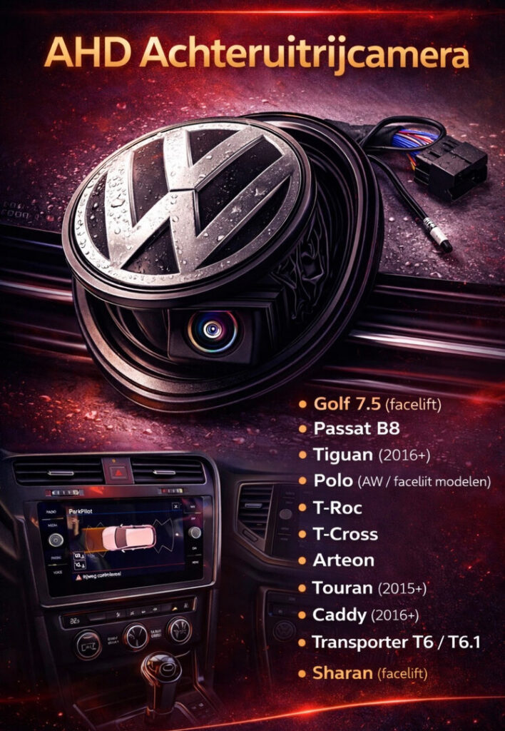 OEM Achteruitrijcamera Handgreep – Volkswagen Tiguan II (2016–2023) – Dynamische Parkeerlijnen – MIB
