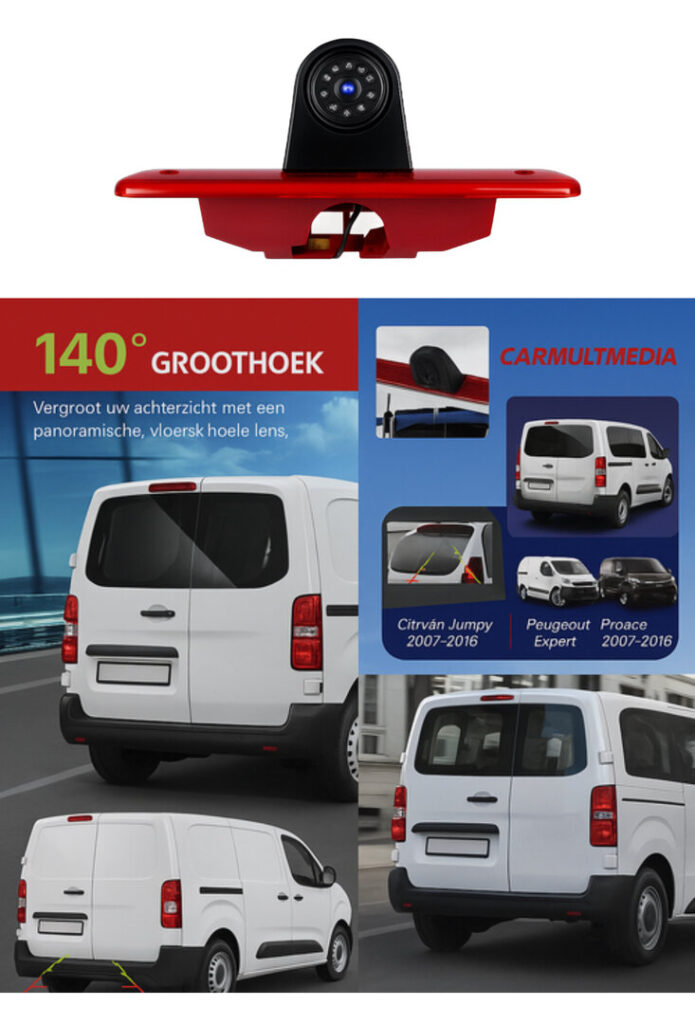 Remlicht achteruitrijcamera voor Peugeot Expert/Citroen Jumpy/Toyota ProAce Parkeer hulp